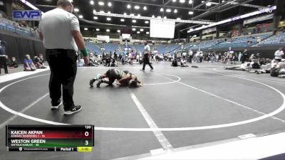 120 lbs Round 2 (6 Team) - Kaicen Akpan, Kansas Warriors 1 vs Weston Green, Untouchables