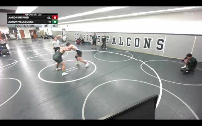 215 lbs Cons. Round 4 - Aaron Heirigs, Santa Monica High School Wrest vs Aaron Velasquez, Victor Villians