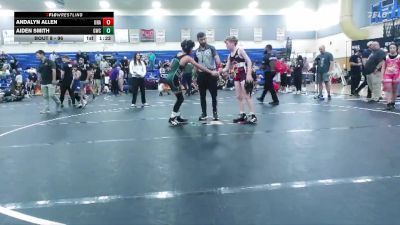 96 lbs Quarterfinal - Aiden Smith, Grizzlies Wrestling Club vs Andalyn Allen, Unattached