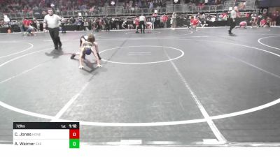 72 lbs Round Of 16 - Cole Jones, Honey Badgers Wrestling Club vs Alijah Weimer, East Kansas Eagles