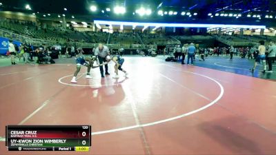 120 lbs Cons. Round 2 - Uy-Kwon Zion Wimberly, Zephyrhills Christian vs Cesar Cruz, Bartram Trail H.S.