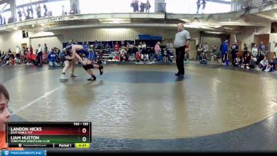 130 lbs Cons. Round 3 - Liam Huston, Yorktown Wrestling Club vs Landon Hicks, East Noble TUF