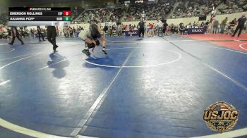 100 lbs Consi Of 4 - Emerson Rollings, Tulsa Blue T Panthers vs Julianna Poff, Harrah Little League Wrestling