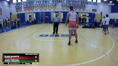 215 Blue 3rd Place Match - Blake Barodte, Wakulla Hs vs Avery Pertler, University (Orange City)