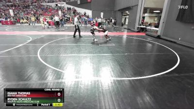 135 lbs Cons. Round 3 - Ryden Schultz, Waupun Youth Wrestling Club vs Isaiah Thomas, Red Hot Wrestling