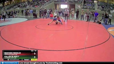 97 lbs Cons. Semi - Brayden Medelez, Hermiston Wrestling vs Kallen Blakely, La Grande Mat Club