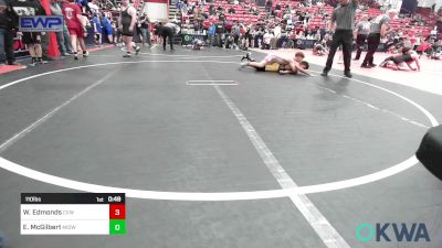 110 lbs Consi Of 8 #2 - Wyatt Edmonds, Caney Valley Wrestling vs Easton McGilbert, Midwest City Bombers Youth Wrestling Club