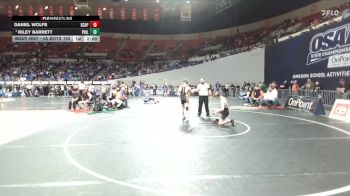4A Boys 150 lbs Champ. Round 1 - Riley Barrett, Philomath Boys vs Daniel Wolfe, Scappoose Boys