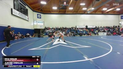 124 lbs Cons. Semi - Ajayzee Zaballos, Unattached vs Myia Weiler, Southern Oregon University