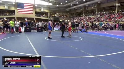 102 lbs Champ. Round 1 - Jeremy Carver, IN vs Liam Urick, TX