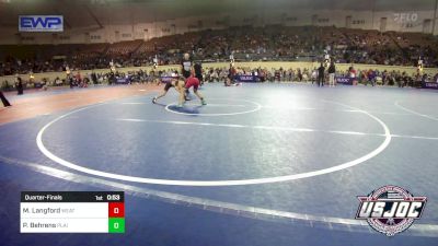 90 lbs Quarterfinal - Minor Langford, Weatherford Youth Wrestling vs Parks Behrens, Plainview Youth Wrestling Club