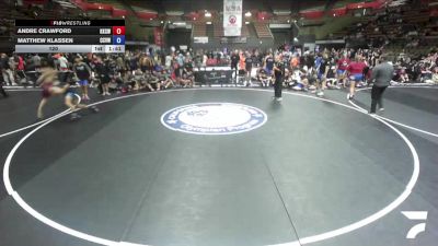 120 lbs Andre Crawford, KCWA - Kern County Wrestling Association vs Matthew Klassen, CVWA - Central Valley Wrestling Association