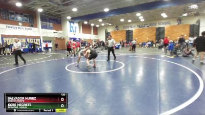 120 lbs Cons. Round 1 - Kobe Negrete, Redwood -Visalia vs Salvador Nunez, San Luis Obispo