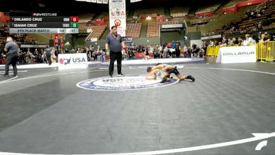 Schoolboys - 75 lbs 5th Place Match - Isaiah Cruz, Total Kaos Wrestling Club vs Orlando Cruz, Red Wave Wrestling