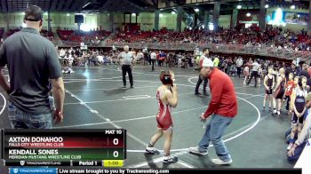 95 lbs Quarterfinal - Kendall Sones, Meridian Mustang Wrestling Club vs Axton Donahoo, Falls City Wrestling Club