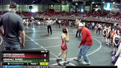 95 lbs Quarterfinal - Kendall Sones, Meridian Mustang Wrestling Club vs Axton Donahoo, Falls City Wrestling Club