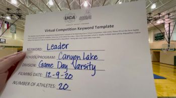 Canyon Lake High School [Game Day Varsity] 2020 UCA Southwest Virtual Regional