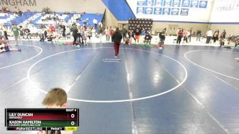 80-85 lbs Round 1 - Kason Hamilton, Cougars Wrestling Club vs Lily Duncan, Roosevelt