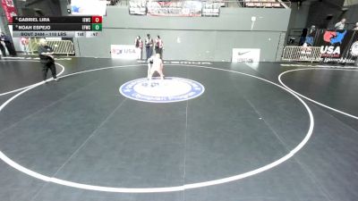 110 lbs Cons. Quarters - Noah Espejo, Elite Force Wrestling Club vs Gabriel Lira, Inland Elite Wrestling Club