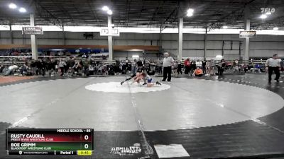 85 lbs Cons. Round 5 - Boe Grimm, Blackfoot Wrestling Club vs Rusty Caudill, Priest River Wrestling Club