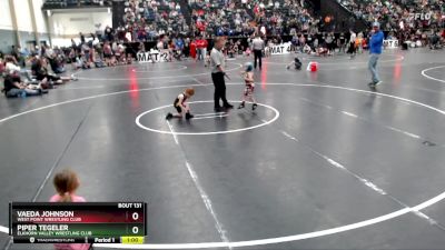 32-41 lbs Round 2 - Piper Tegeler, Elkhorn Valley Wrestling Club vs Vaeda Johnson, West Point Wrestling Club