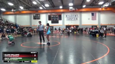 JV-4 lbs Round 1 - Alijah Williams, Cedar Rapids Jefferson vs Onyx VanderHorn, Cedar Rapids Kennedy