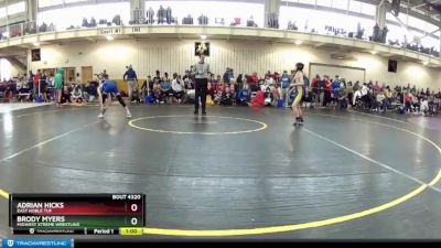 92 lbs Cons. Round 2 - Brody Myers, Midwest Xtreme Wrestling vs Adrian Hicks, East Noble TUF