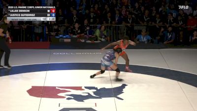 100 lbs 1st Place Match - Lillee Denson, Michigan vs Justice Gutierrez, Colorado