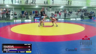 57kg Round 2 - Lyla Boylan, Cowichan Valley WC vs Myla Blackshaw, Matmen WC