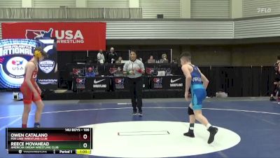 106 lbs Quarterfinal - Owen Catalano, Fox Lake Wrestling Club vs Reece Movahead, American Dream Wrestling Club