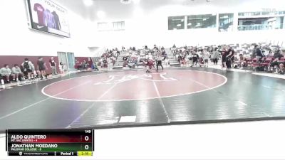 149 lbs Round 1 (3 Team) - Jonathan Moedano, Palomar College vs Aldo Quintero, Mt. SAC (White)