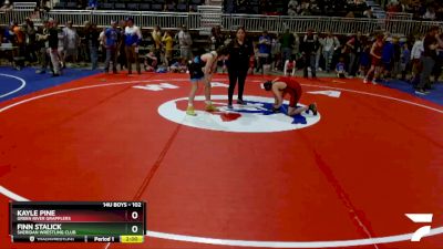 102 lbs Quarterfinal - Kayle Pine, Green River Grapplers vs Finn Stalick, Sheridan Wrestling Club