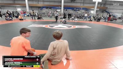 70 lbs Cons. Semi - Jackson Merrell, Heritage Middle School vs Cooper Hennefer, Declo Jr High