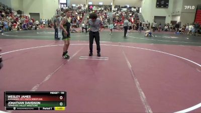 95 lbs Champ. Round 1 - Jonathan Davidson, Tennessee Valley Wrestling vs Wesley James, Alexander City Youth Wrestling