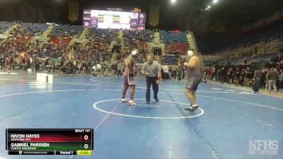 285 lbs Quarterfinal - Nivon Hayes, Watford City vs Gabriel Parisien, Turtle Mountain