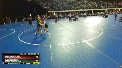 71 lbs Cons. Round 1 - Evelyn Hibben, Mustang Wrestling Club vs Harlow Exline, Iowa City Wrestling Club