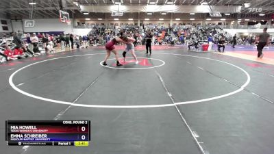 180 lbs Cons. Round 2 - Emma Schreiber, Missouri Baptist University vs Mia Howell, Texas Women`s University