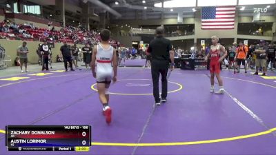 106 lbs Quarterfinal - Zachary Donalson, AR vs Austin Lorimor, KS