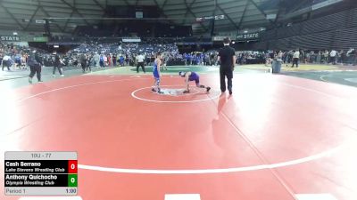 77 lbs Cons. Quarters - Cash Serrano, Lake Stevens Wrestling Club vs Anthony Quichocho, Olympia Wrestling Club