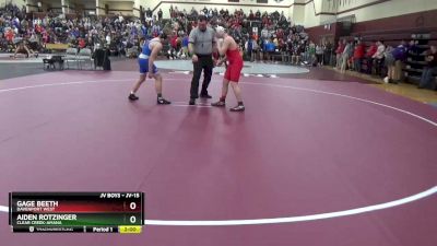JV-15 lbs Quarterfinal - Aiden Rotzinger, Clear Creek-Amana vs Gage Beeth, Davenport West