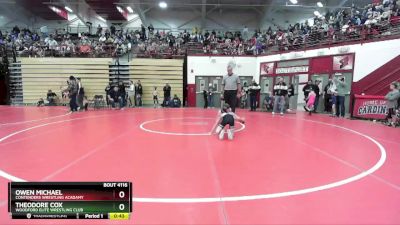 63 lbs Quarterfinal - Theodore Cox, Woodford Elite Wrestling Club vs Owen Michael, Contenders Wrestling Acadamy