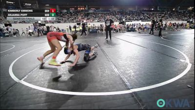 98 lbs Quarterfinal - Kimberly Emmons, Grove Takedown Club vs Julianna Poff, Harrah Little League Wrestling