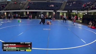 50 lbs Cons. Semi - Myles Schwade, Cresco Youth Wrestling Club vs Claire Traxler, Pinnacle