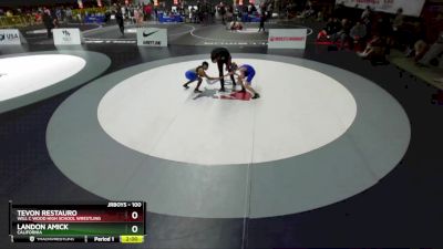 100 lbs Round 2 - Tevon Restauro, Will C Wood High School Wrestling vs Landon Amick, California