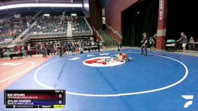 78 lbs Quarterfinal - Kai Spears, Team Braves Wrestling Club vs Dylan Hansen, Douglas Wrestling Club