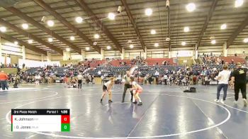 85 lbs 3rd Place Match - Oakley Jones, Bear River Junior High Wrestling Club vs Kaia Johnson, Ridgeline Wrestling