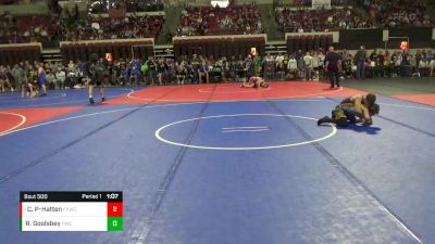 90 lbs Champ. Round 1 - Caleb Poe-Hatten, Flathead Valley Wrestling Club vs Russell Goolsbey, Powell Wrestling Club