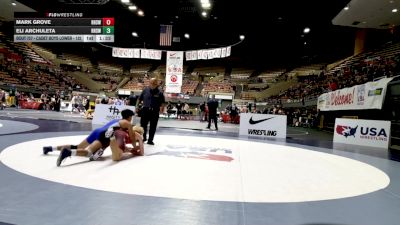 Cadet Boys Lower - 132 lbs Champ. Round 2 - Mark Grove, Reedley High School Wrestling vs Eli Archuleta, Redwood High School Wrestling