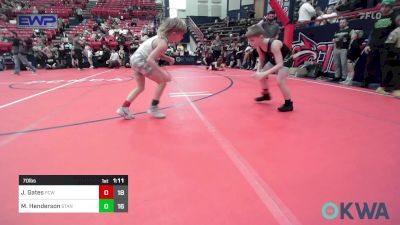 70 lbs Quarterfinal - Jax Gates, Ponca City Wildcat Wrestling vs Maddox Henderson, Standfast 11u