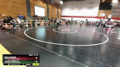 67-73 lbs Round 3 - Mia Hanger, Riverton Middle School vs Laura Ingalls, Wind River Middle School